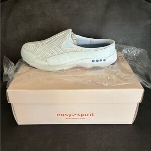 Easy Spirit White Mesh Slip-On Clog with Blue Accent